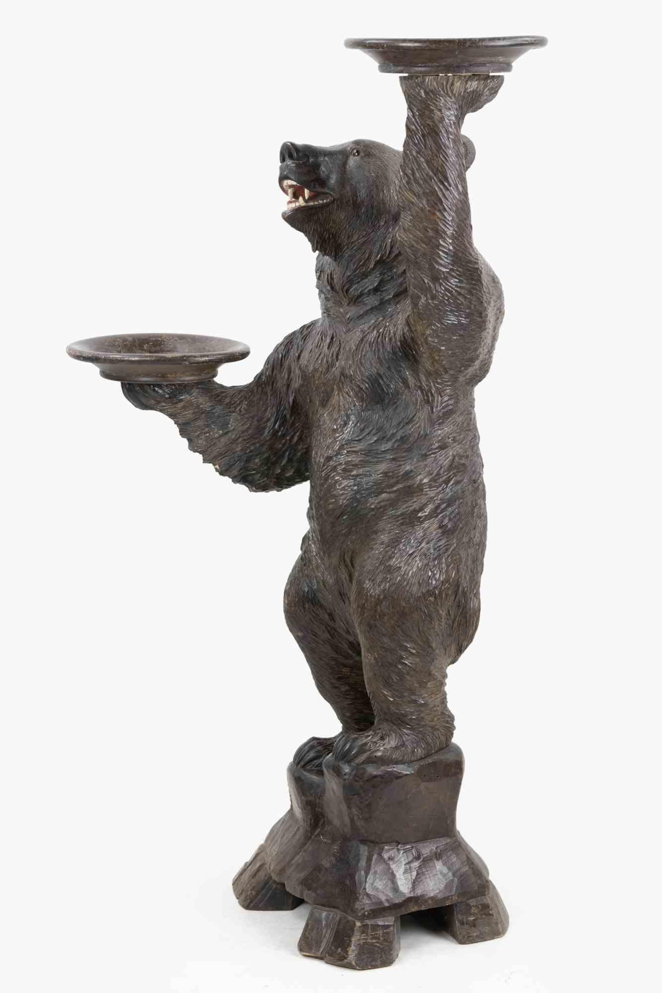 Black Forest Carved Bear Sculpture / Serving Table, Early 20th Century In Good Condition For Sale In Roma, IT
