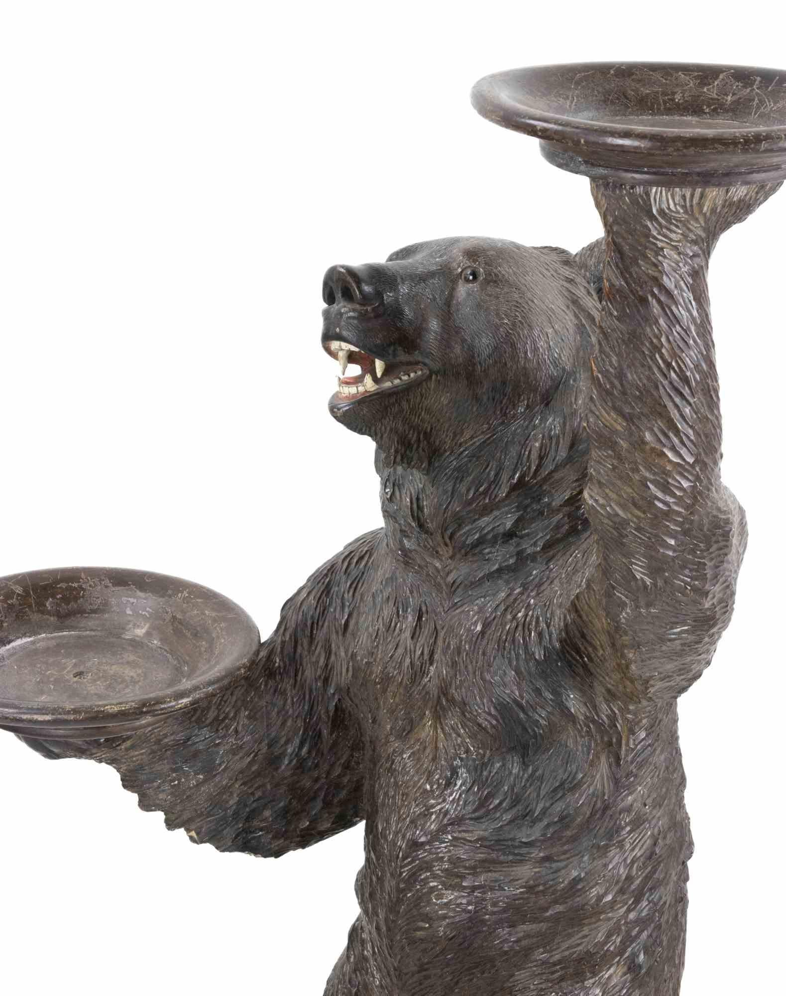 Wood Black Forest Carved Bear Sculpture / Serving Table, Early 20th Century For Sale