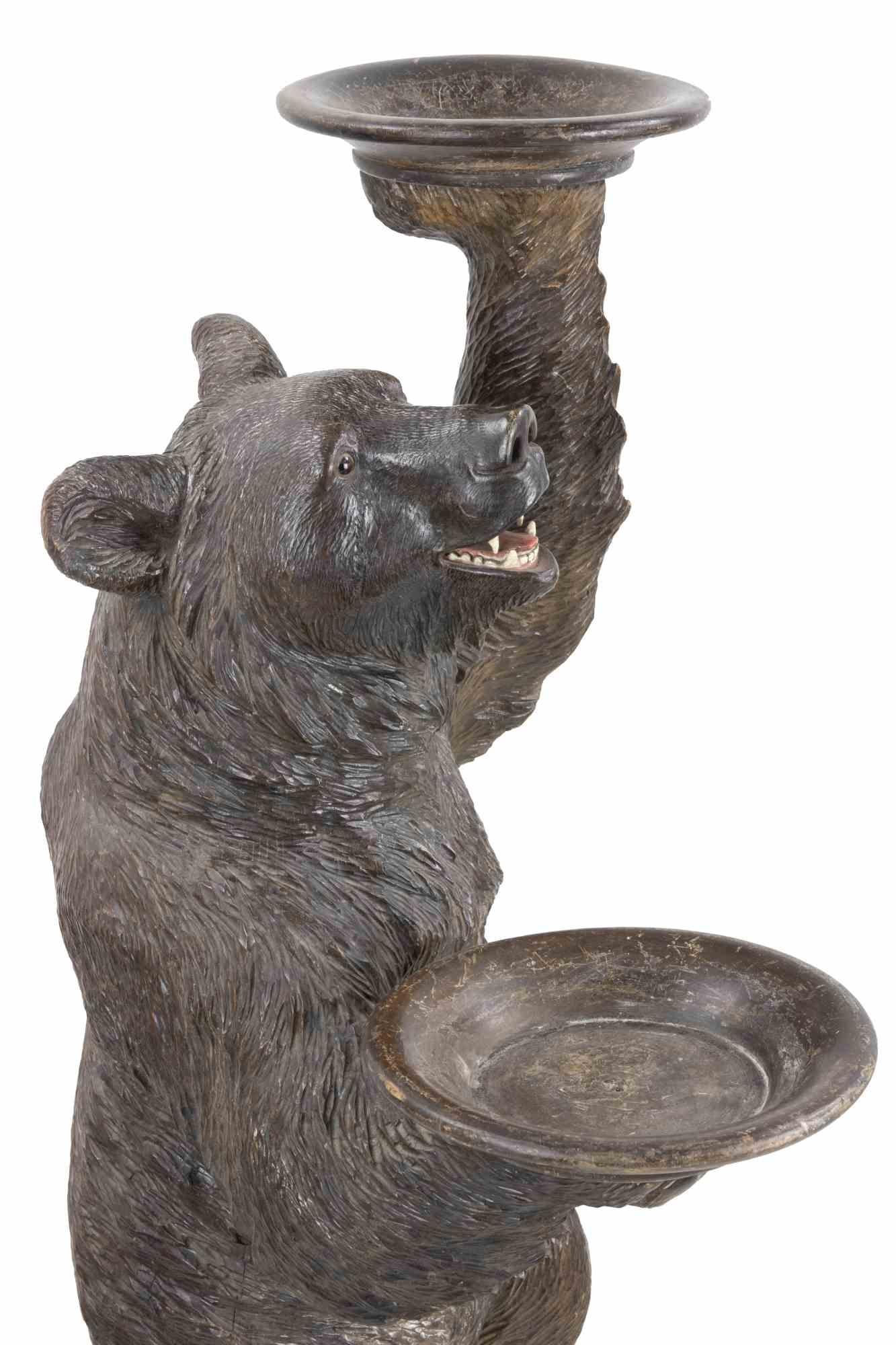 Black Forest Carved Bear Sculpture / Serving Table, Early 20th Century For Sale 1