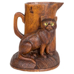 Black Forest Carved Cat Match Holder