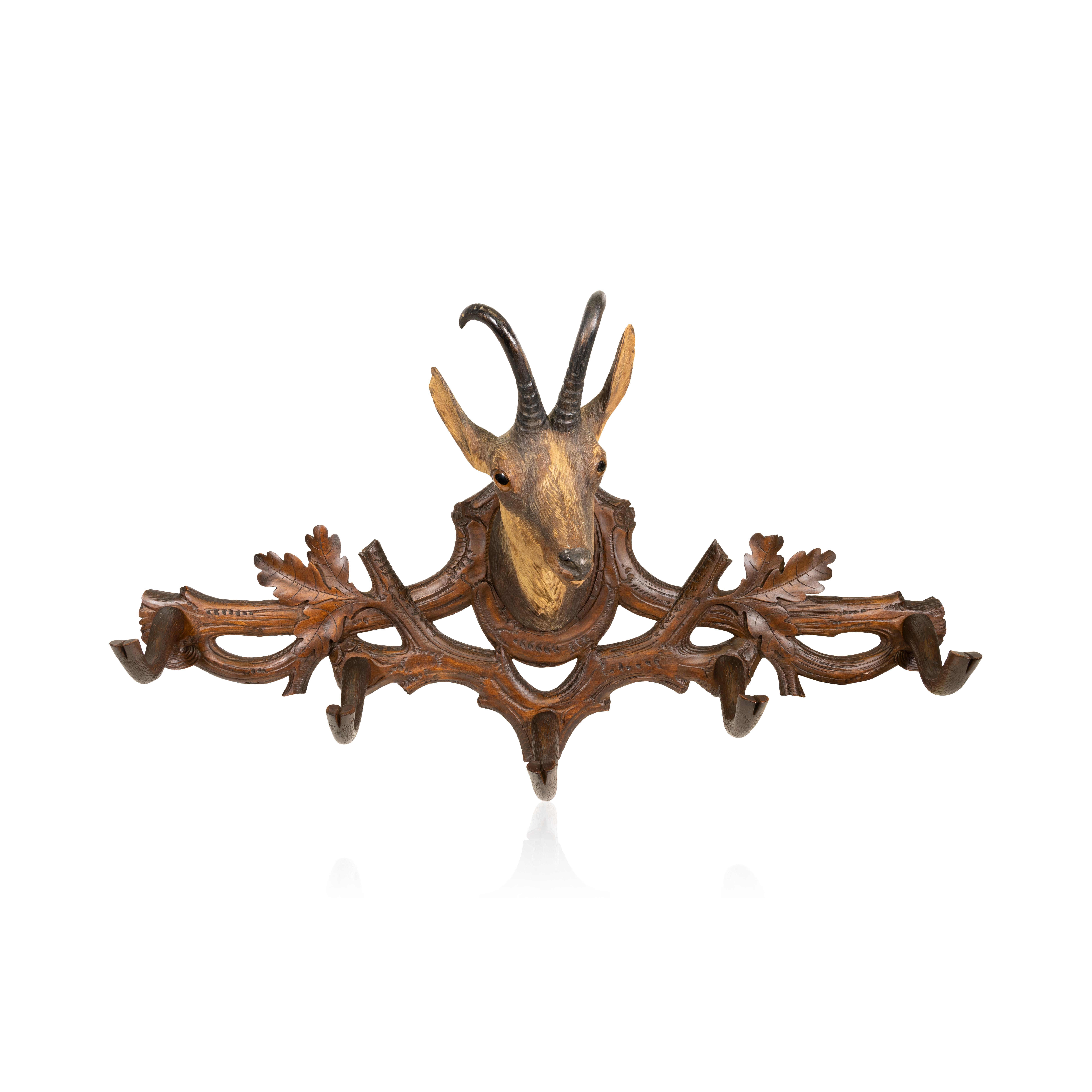 Black Forest Carved Chamois Coat Rack In Good Condition In Coeur d'Alene, ID