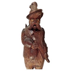 Black Forest Carved Dog Musical Whip Holder