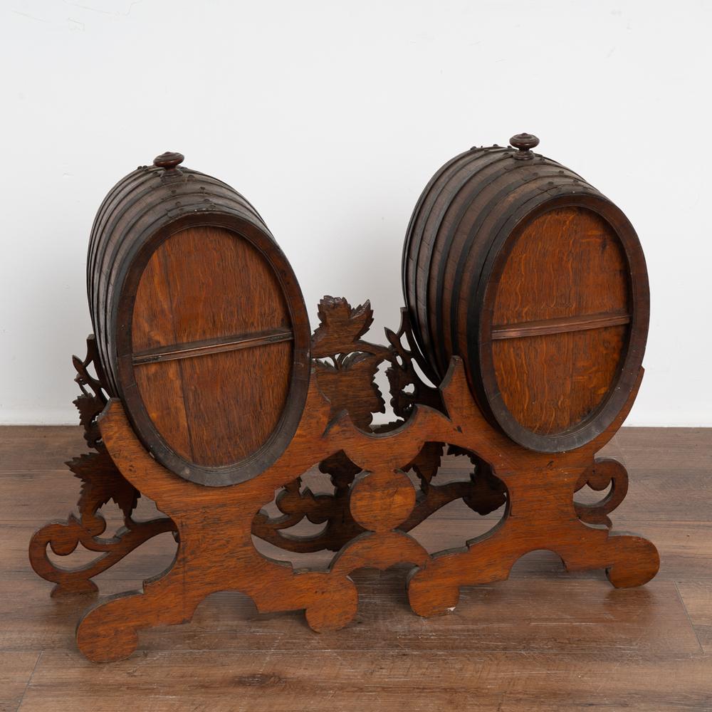 Black Forest Carved Double Wine Barrels, Bferret & Sicot Cognac, circa 1890-1910 6