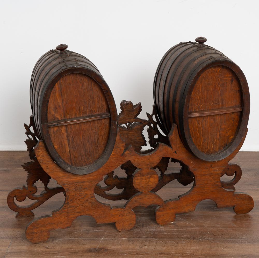 Black Forest Carved Double Wine Barrels, Bferret & Sicot Cognac, circa 1890-1910 7