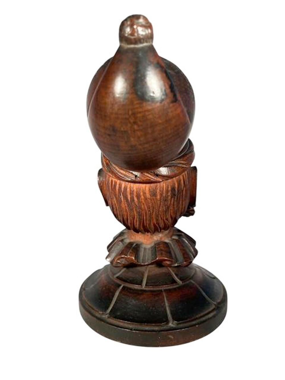 Black Forest Carved Humidor in the Form of a Monkey Head Wearing a Cap & Collar For Sale 1