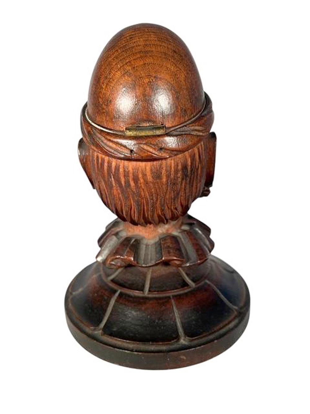 Black Forest Carved Humidor in the Form of a Monkey Head Wearing a Cap & Collar For Sale 2