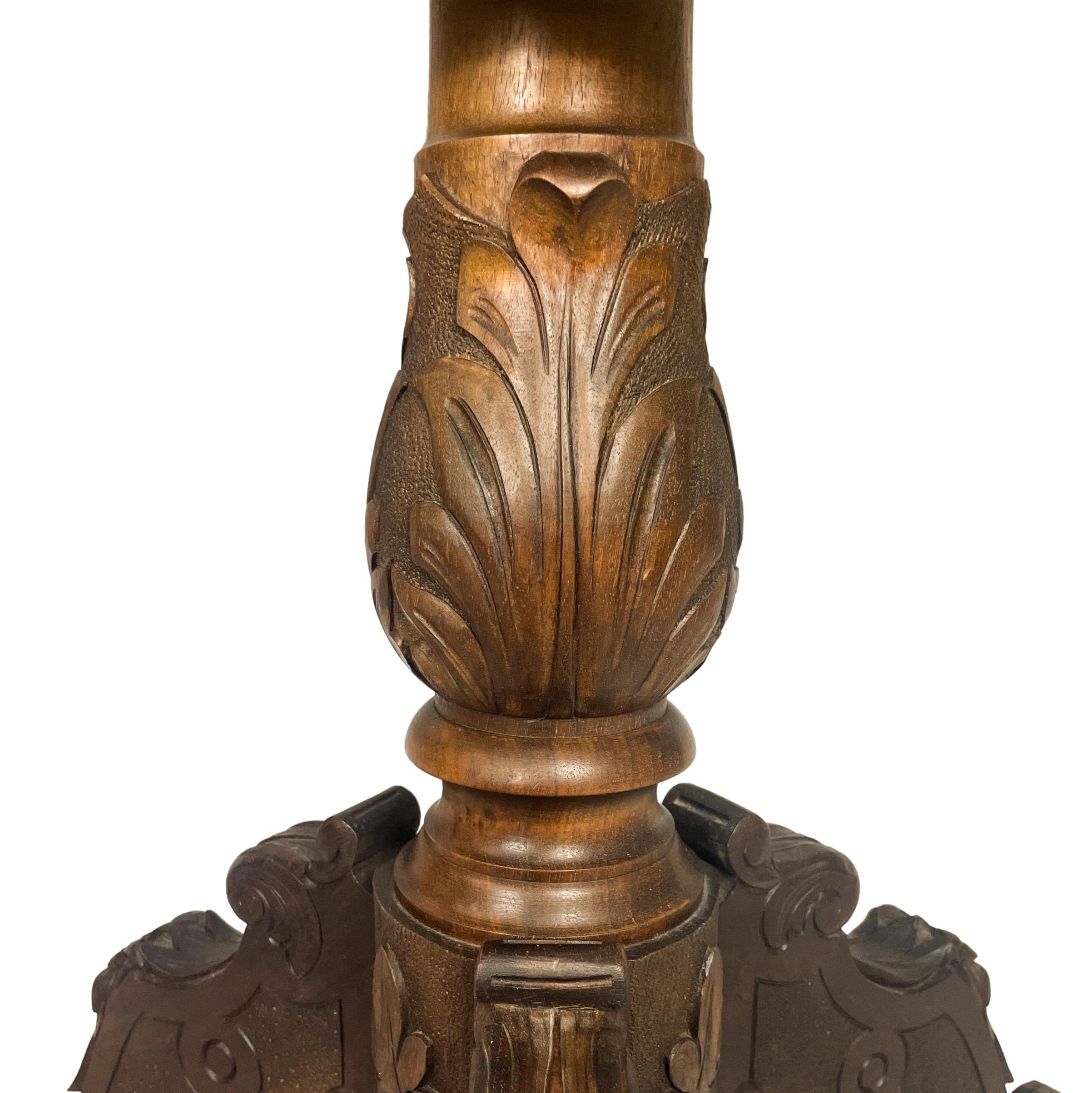 20th Century Black Forest Carved & Intricately Inlaid Tilt-Top Center Table, Swiss, Ca. 1900 For Sale