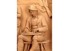 Black forest carved limewood panel interior scene