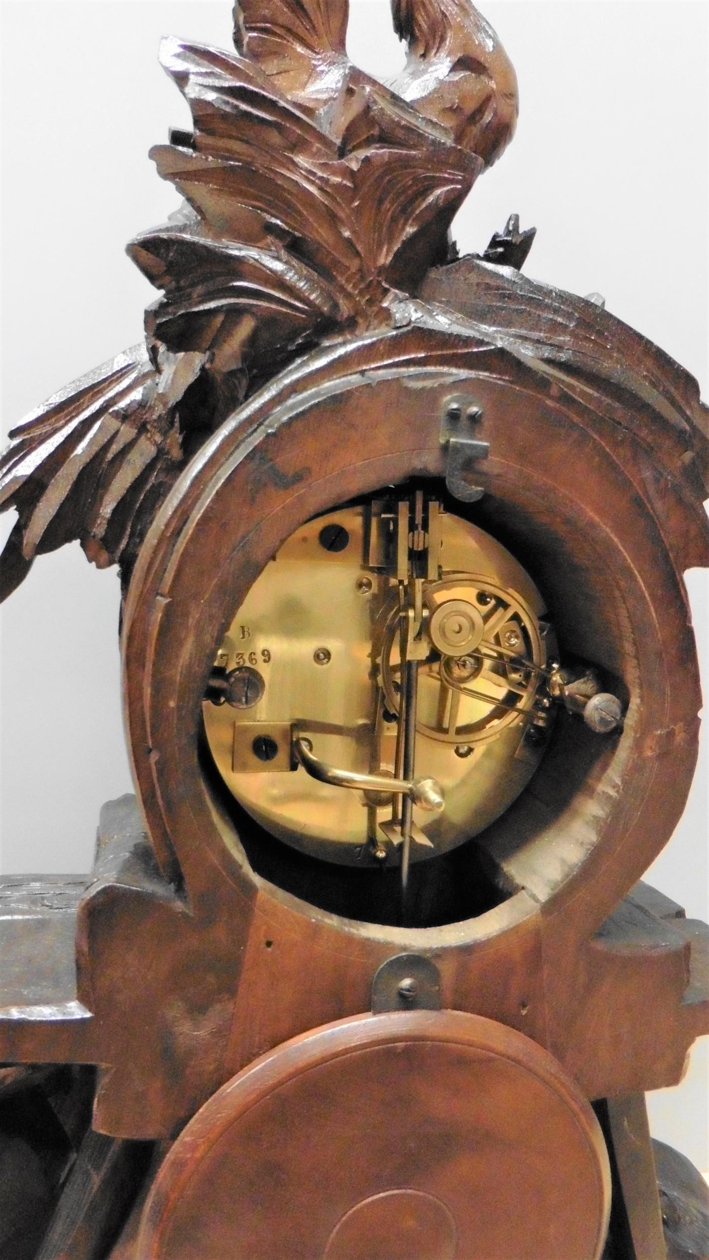 Black Forest Carved Mantel Clock For Sale 3