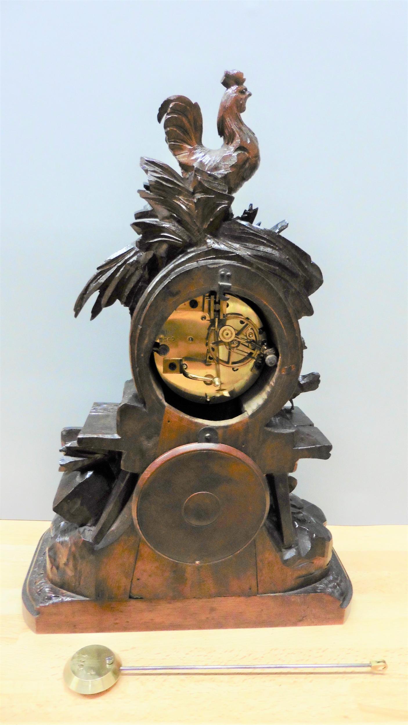 Black Forest Carved Mantel Clock For Sale 5