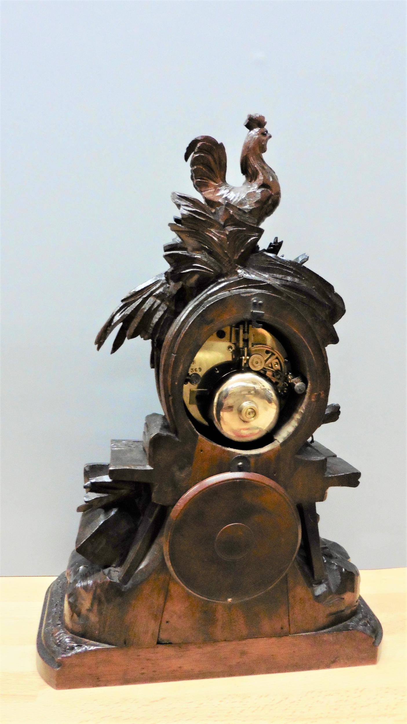 Black Forest Carved Mantel Clock For Sale 2