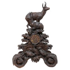 Used Black Forest Carved Mantle Clock