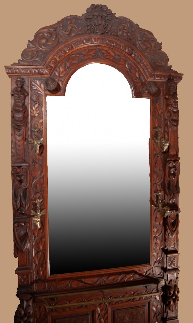 Black Forest Carved Oak Hall Stand, circa 1890 6