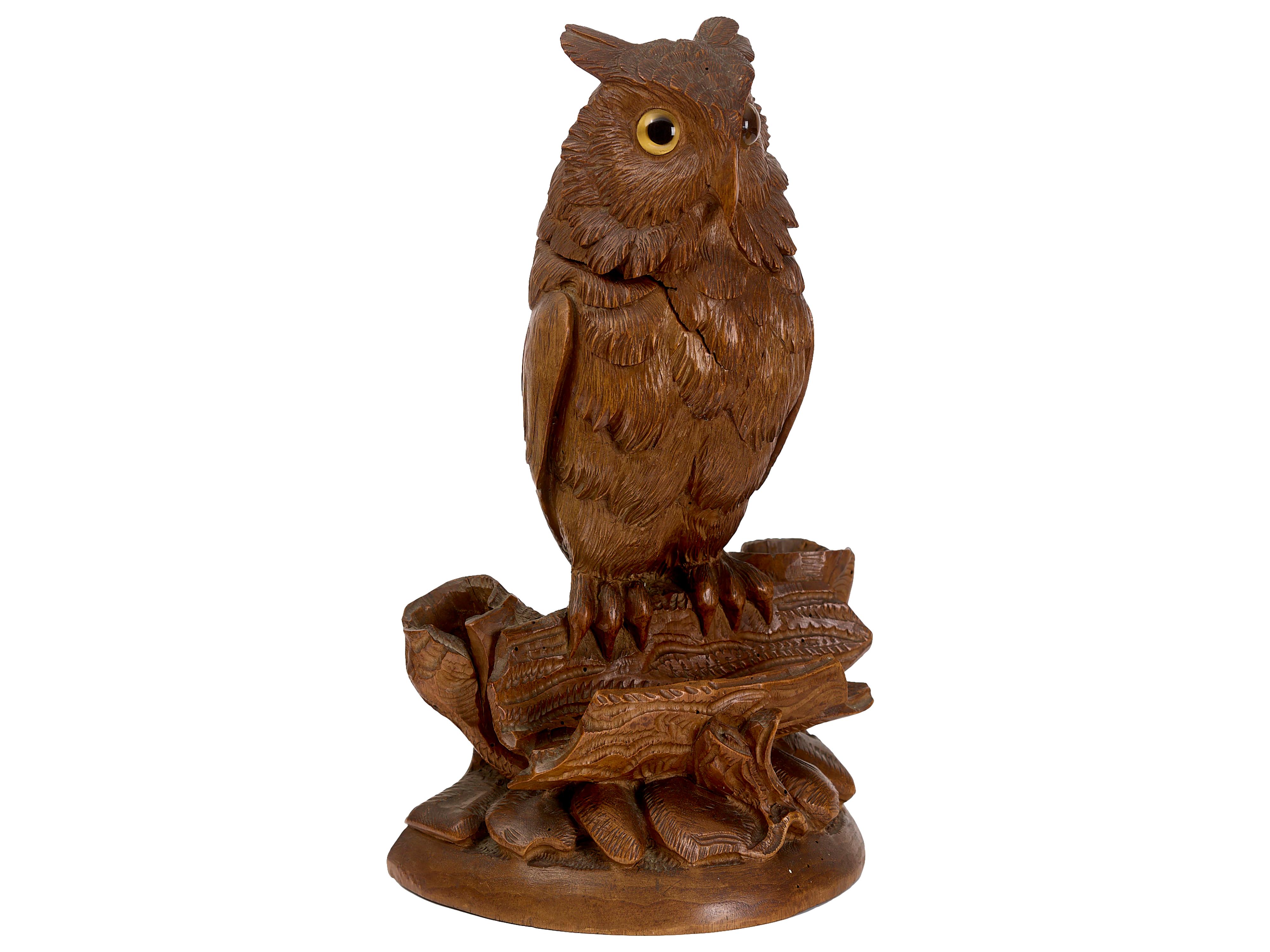 German Black forest carved owl For Sale