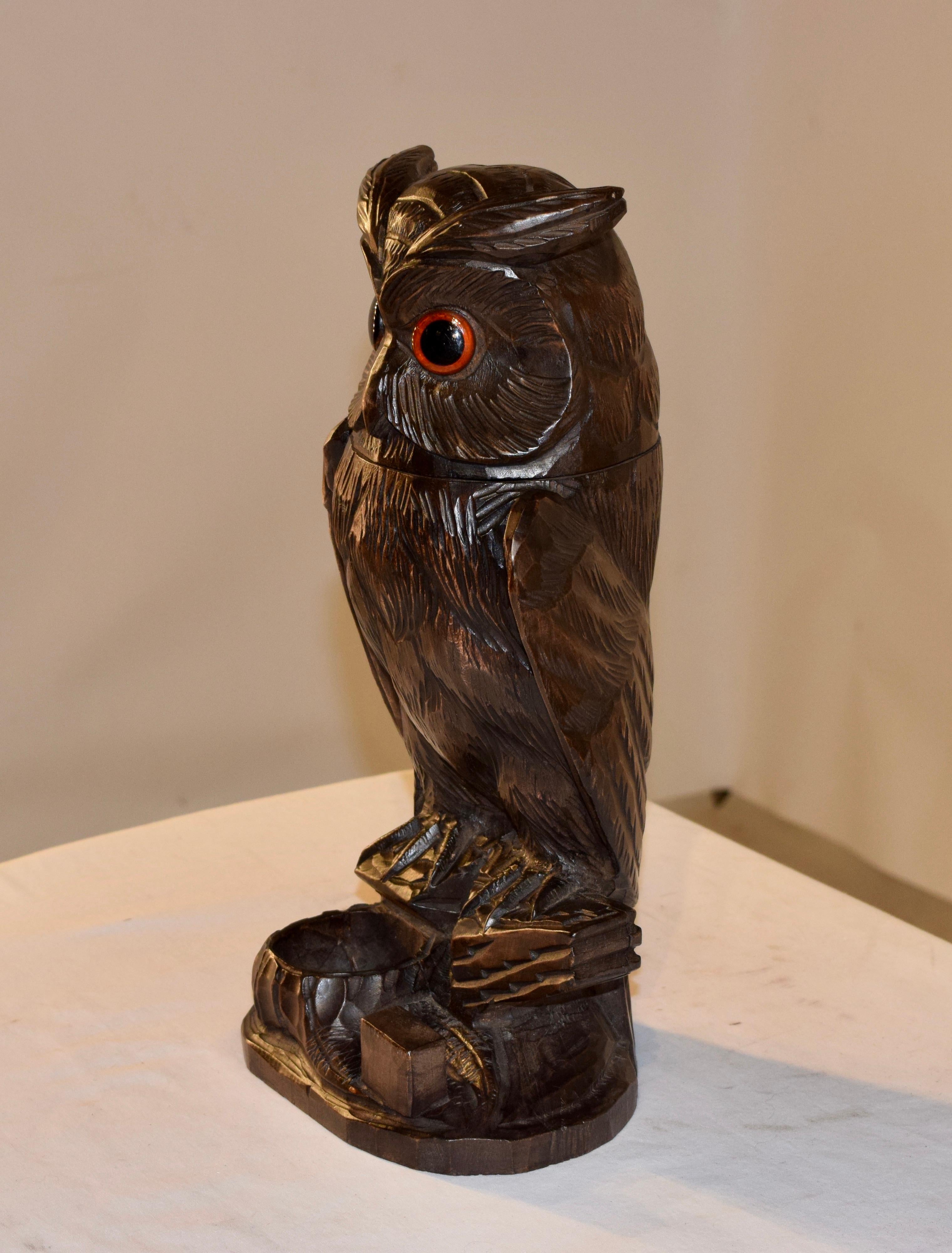 Swiss Black Forest Carved Owl Humidor, circa 1900