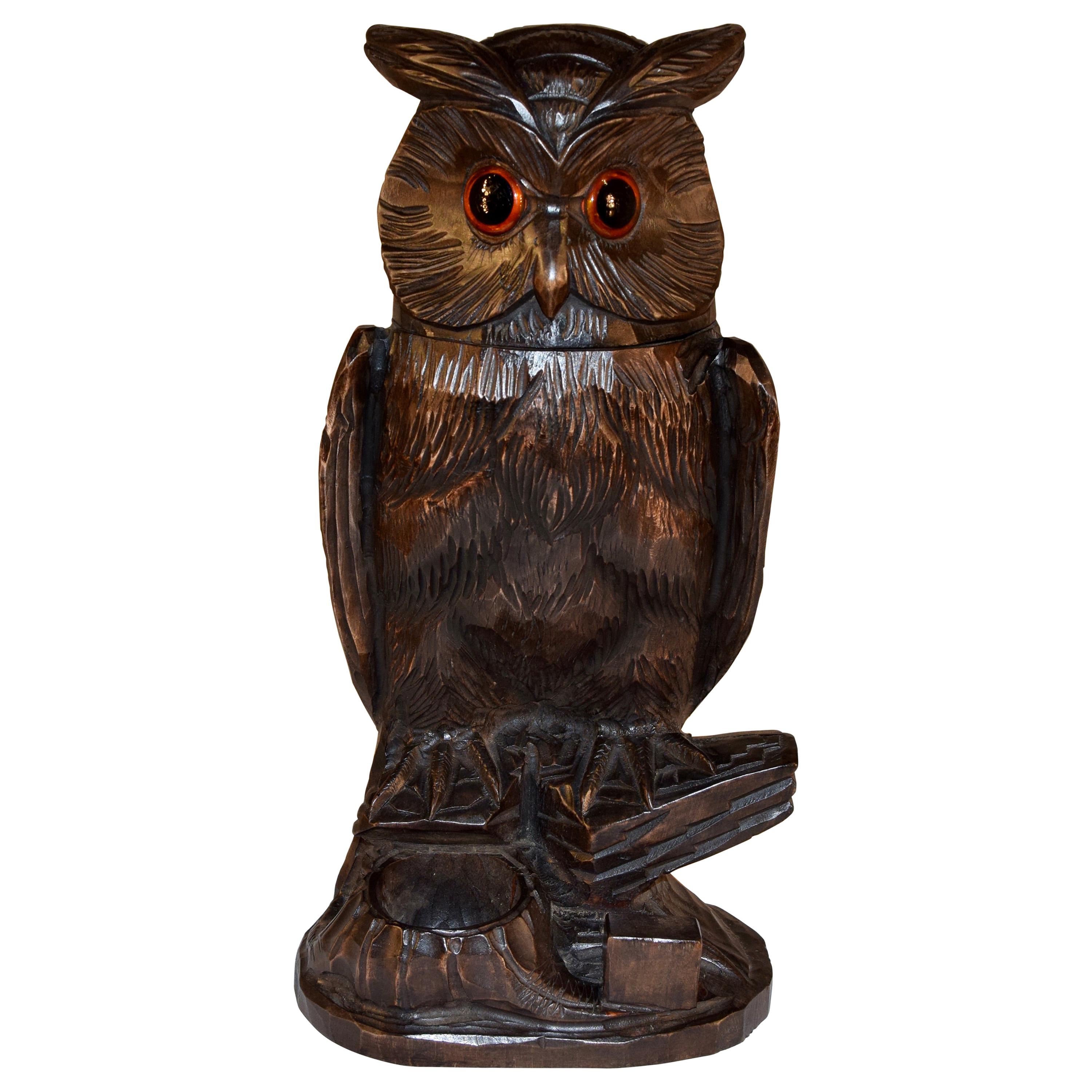 Black Forest Carved Owl Humidor, circa 1900
