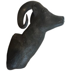 Black Forest Carved Shoulder Mount Ram