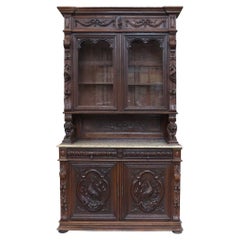 Antique Black Forest Carved Stepback Cabinet