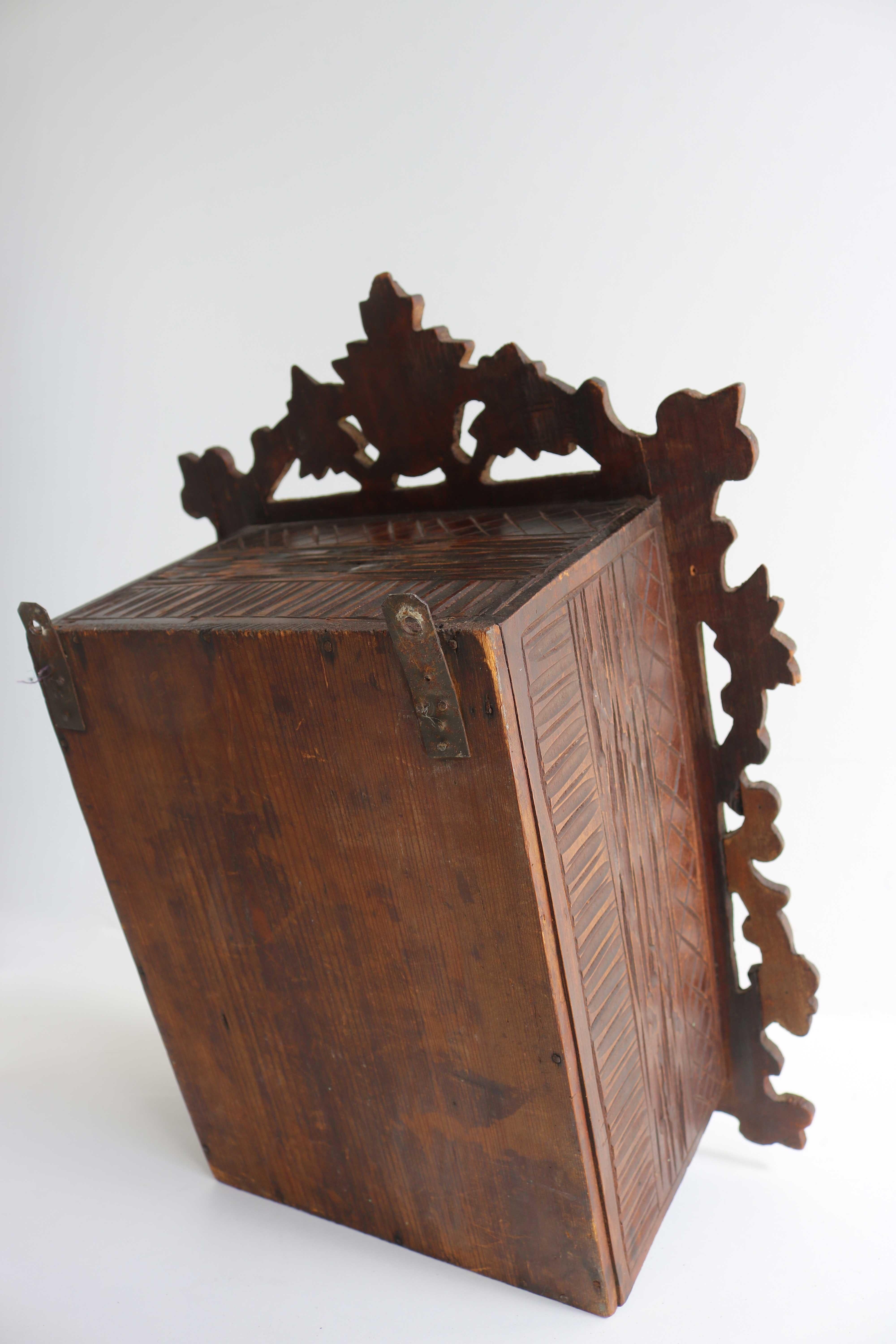 Black Forest Carved Wall Cabinet, Apothecary, Antique Swiss, 19th Century 9