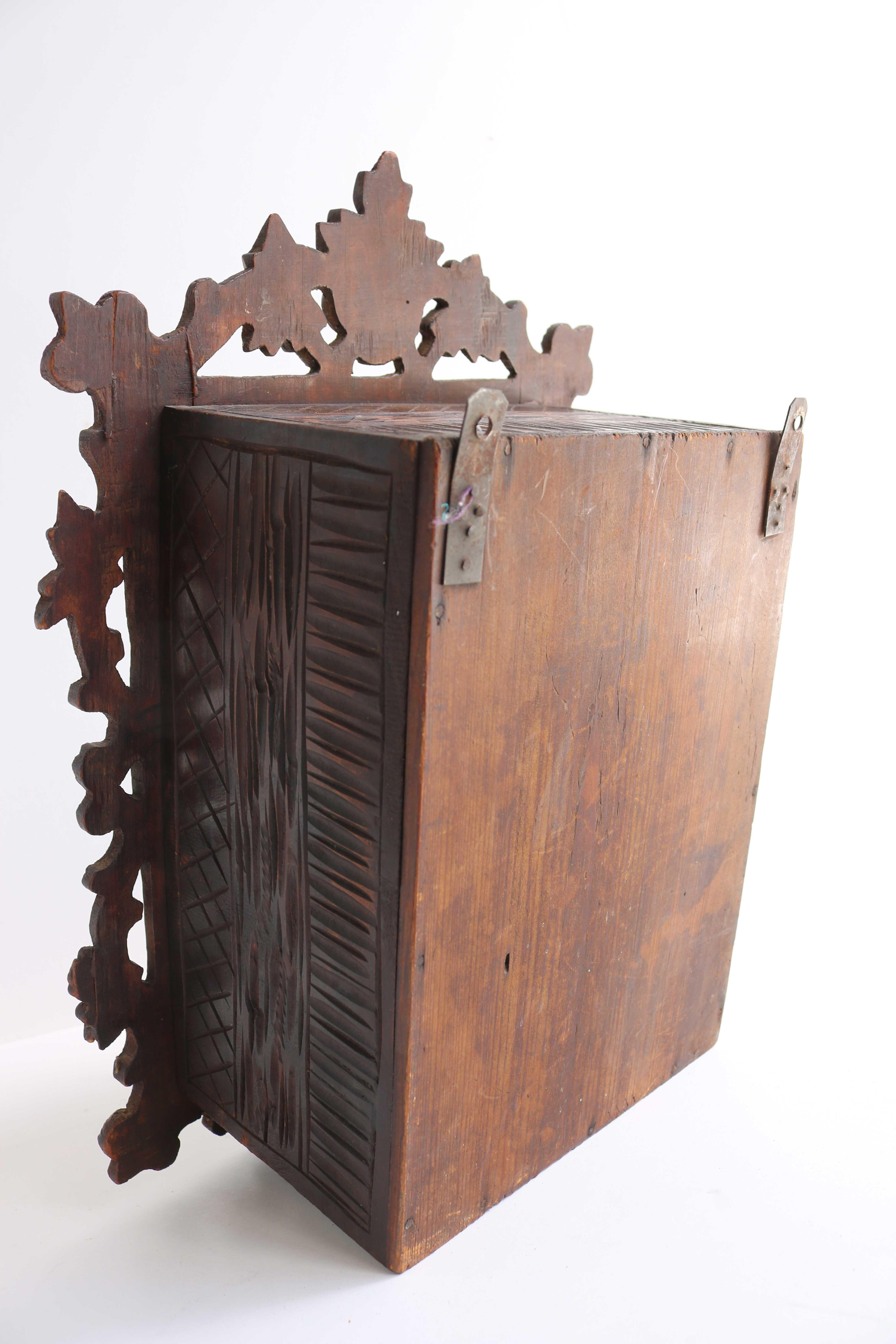 Black Forest Carved Wall Cabinet, Apothecary, Antique Swiss, 19th Century 10