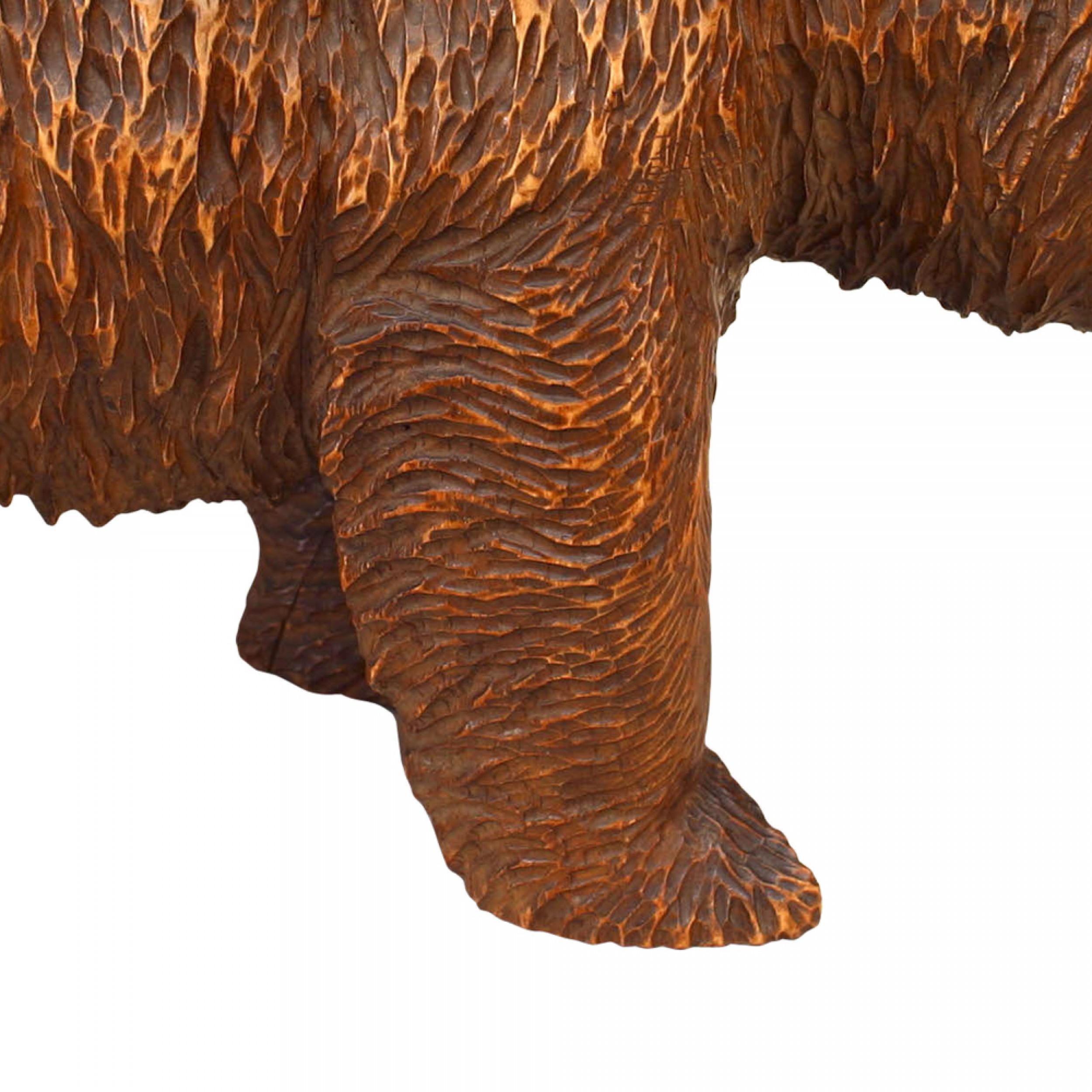 German Black Forest Carved Walnut Bear For Sale