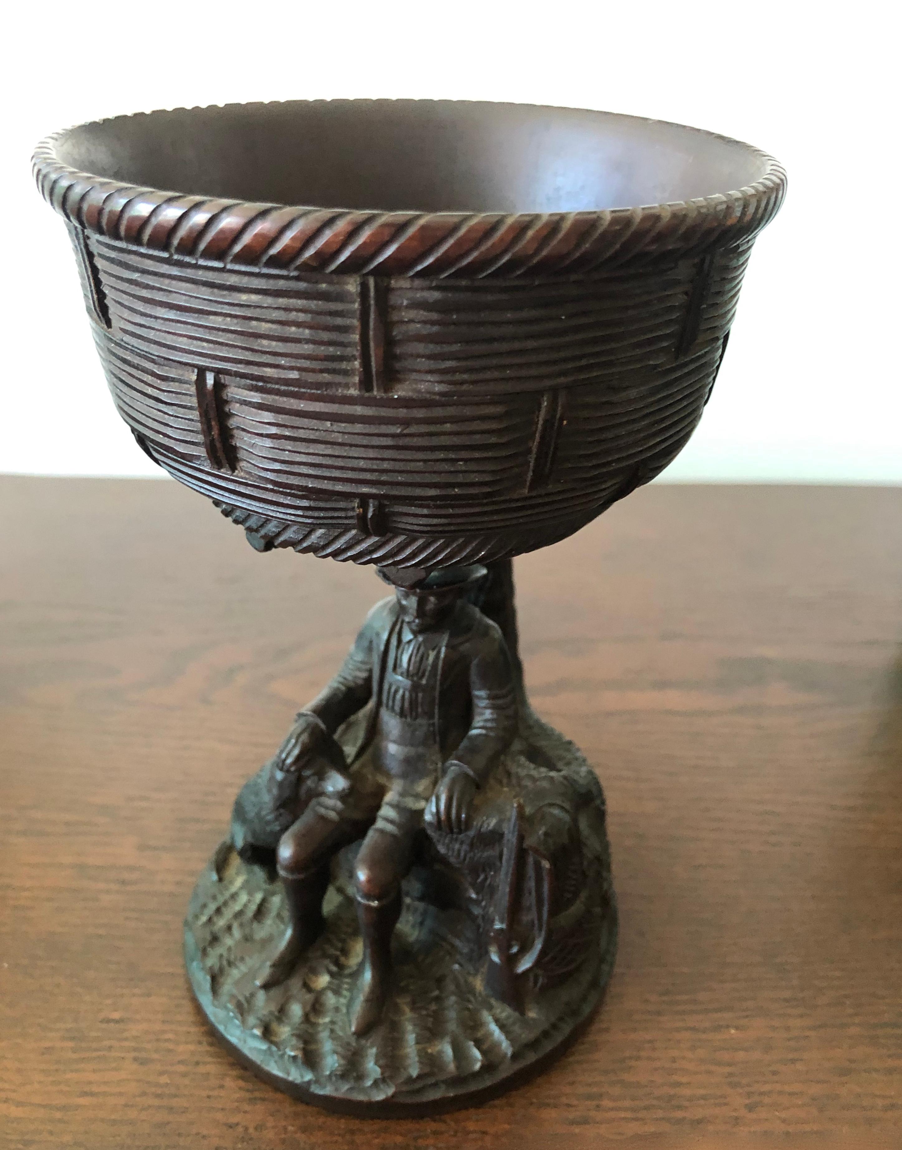 Black Forest Carved Walnut Hunting Presentation Cup For Sale 2