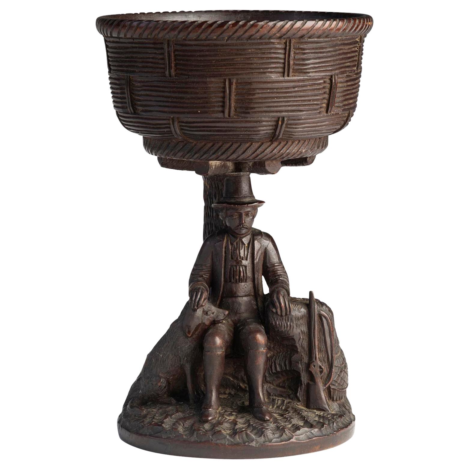 Black Forest Carved Walnut Hunting Presentation Cup For Sale