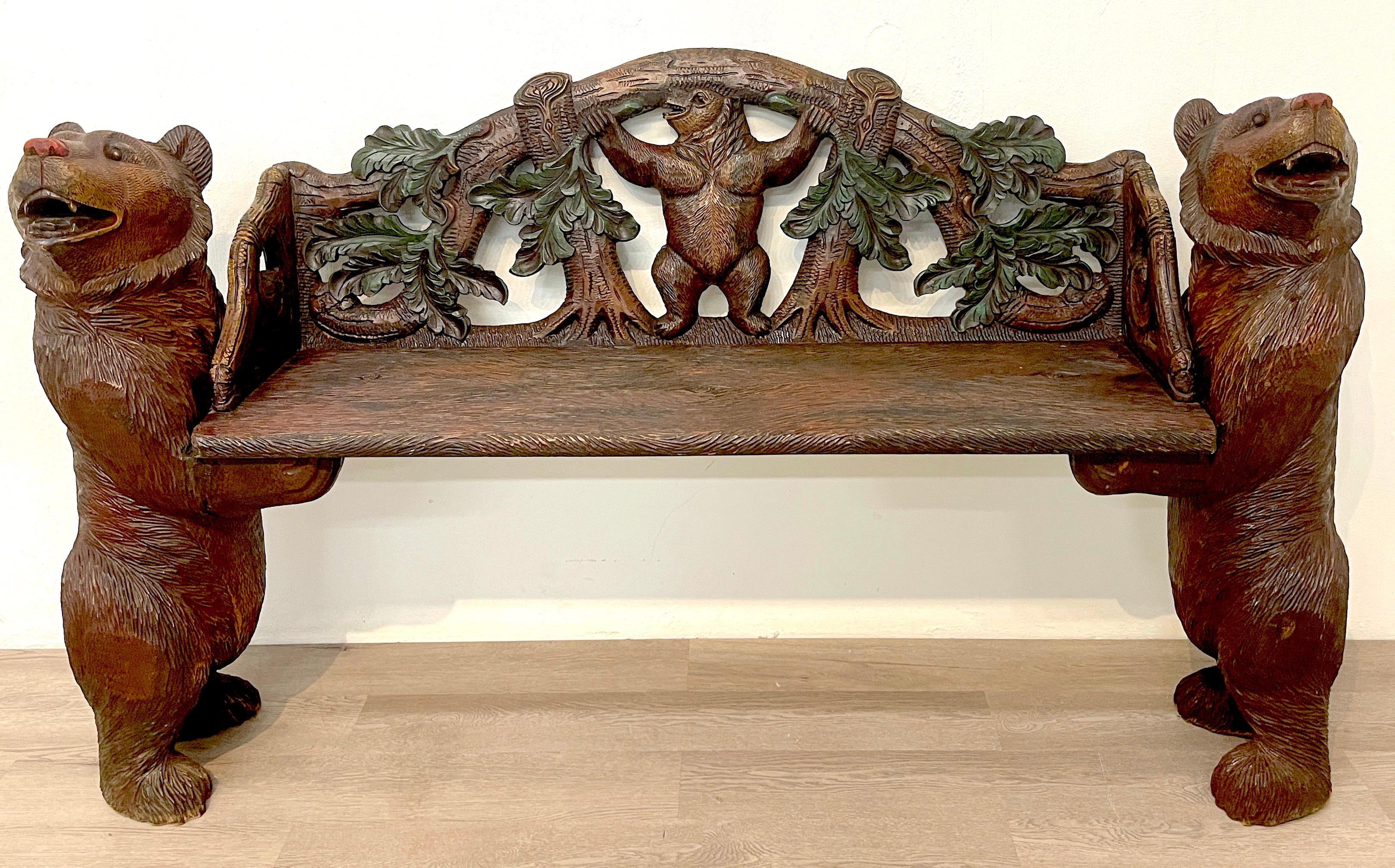 Black Forest carved walnut & polychromed 'Three Bears' bench
Inspired by 