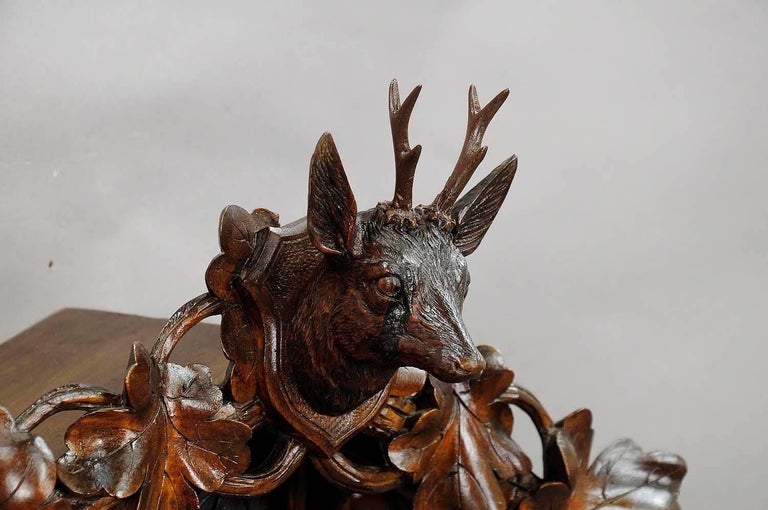 Black Forest Carved Wood Cuckoo Clock with Deers at 1stDibs