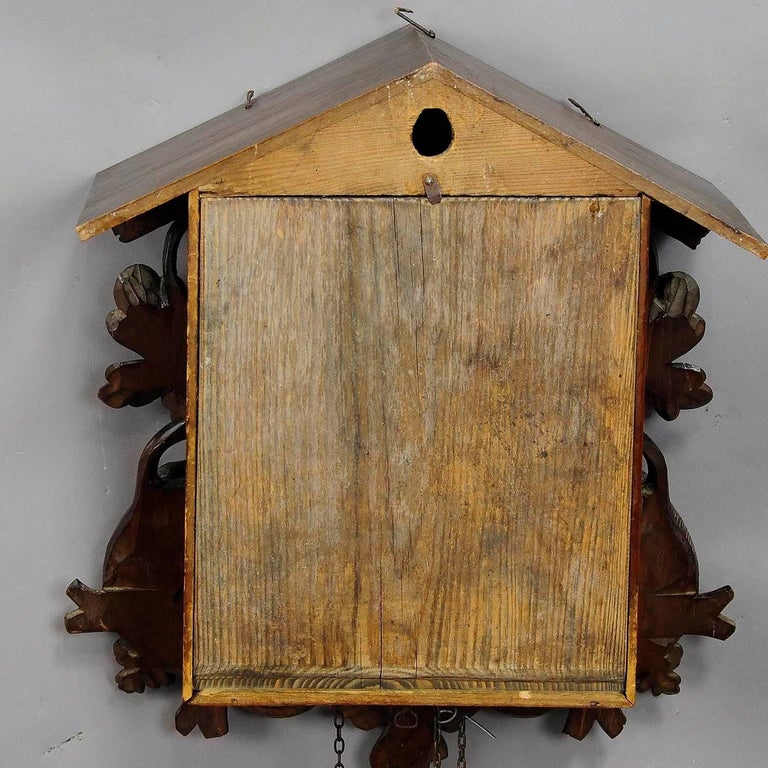 Black Forest Carved Wood Cuckoo Clock with Deers at 1stDibs