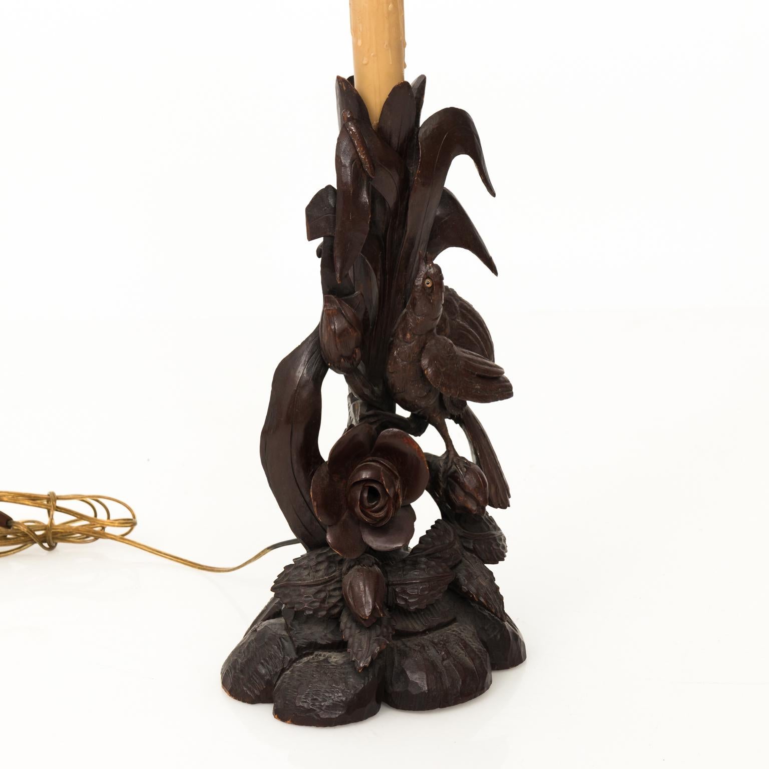 Black Forest Carved Wood Lamp 8
