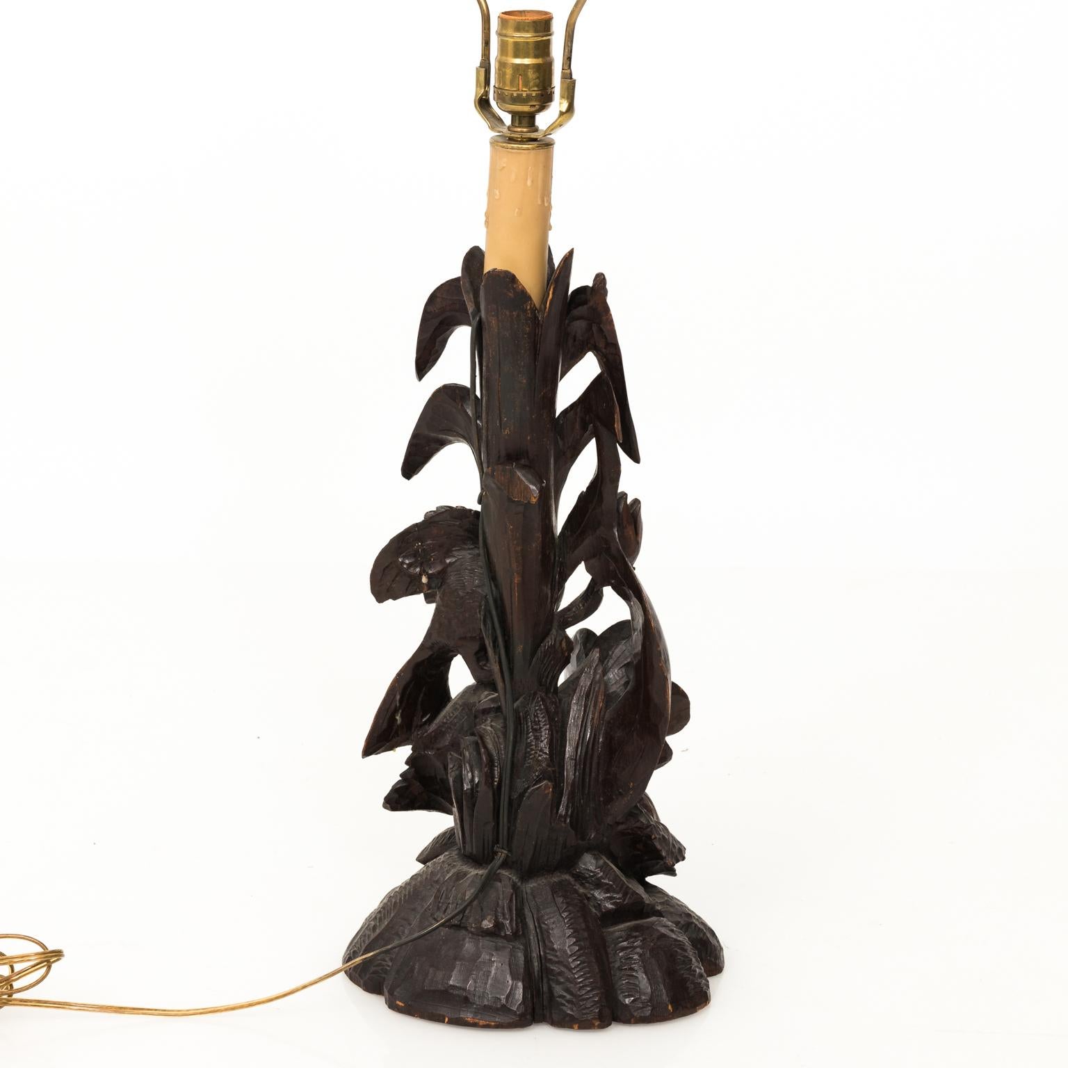 Black Forest Carved Wood Lamp 1