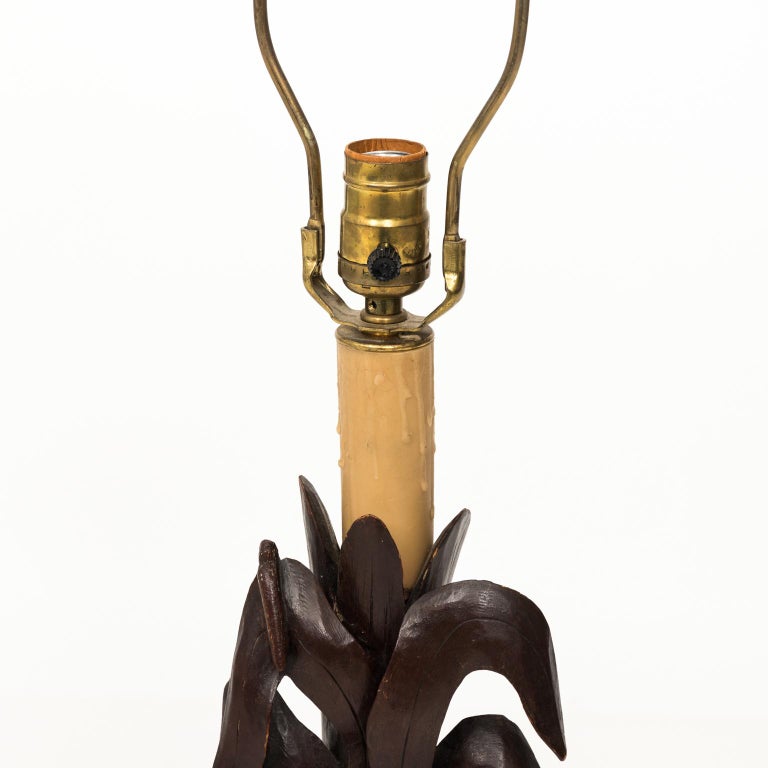 Black Forest Carved Wood Lamp For Sale at 1stdibs