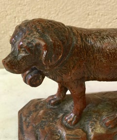 Black Forest Carved Wood Saint Bernard Dog, circa 1880