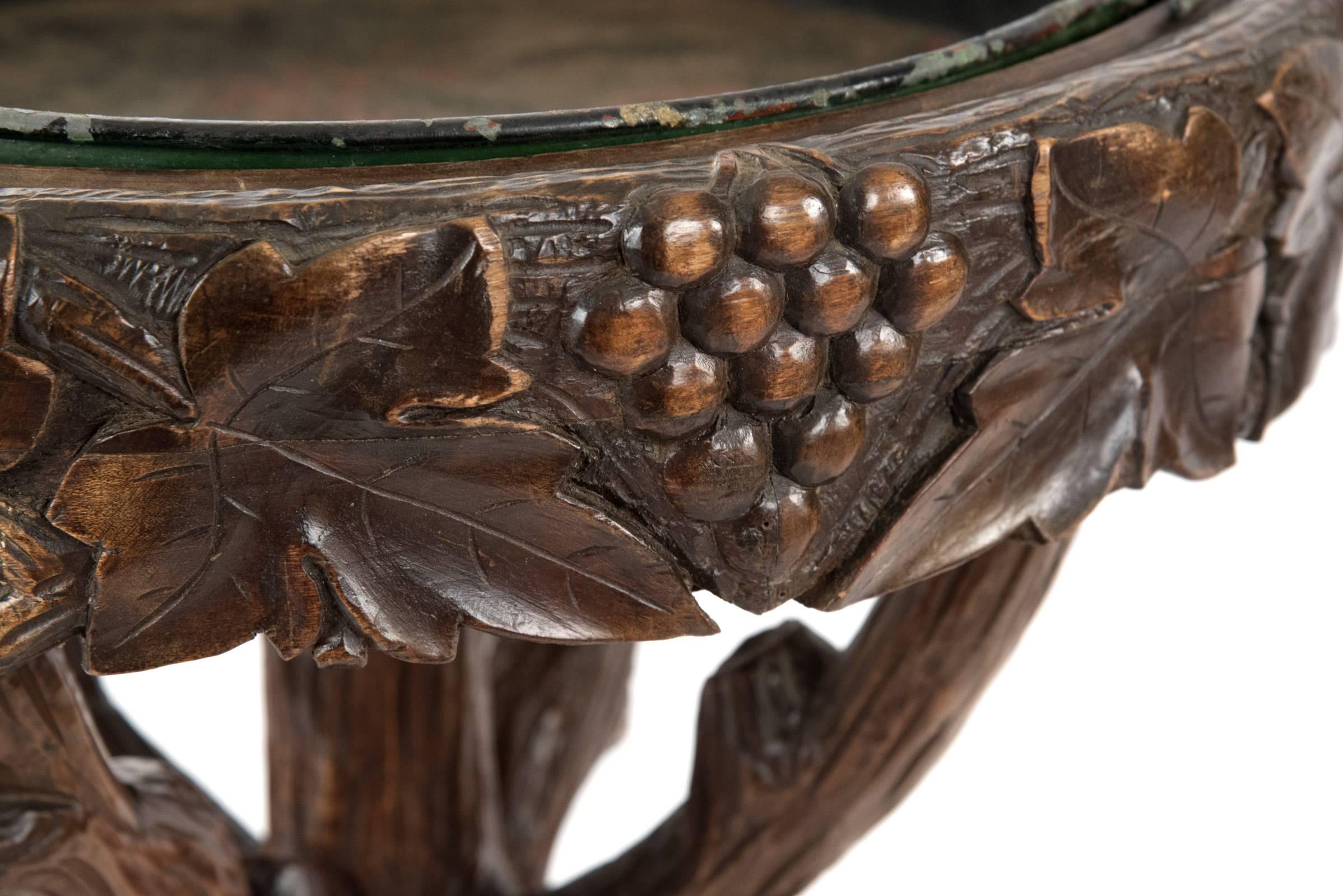 Black Forest Carved Wood Stand with Tray In Good Condition For Sale In Salt Lake City, UT
