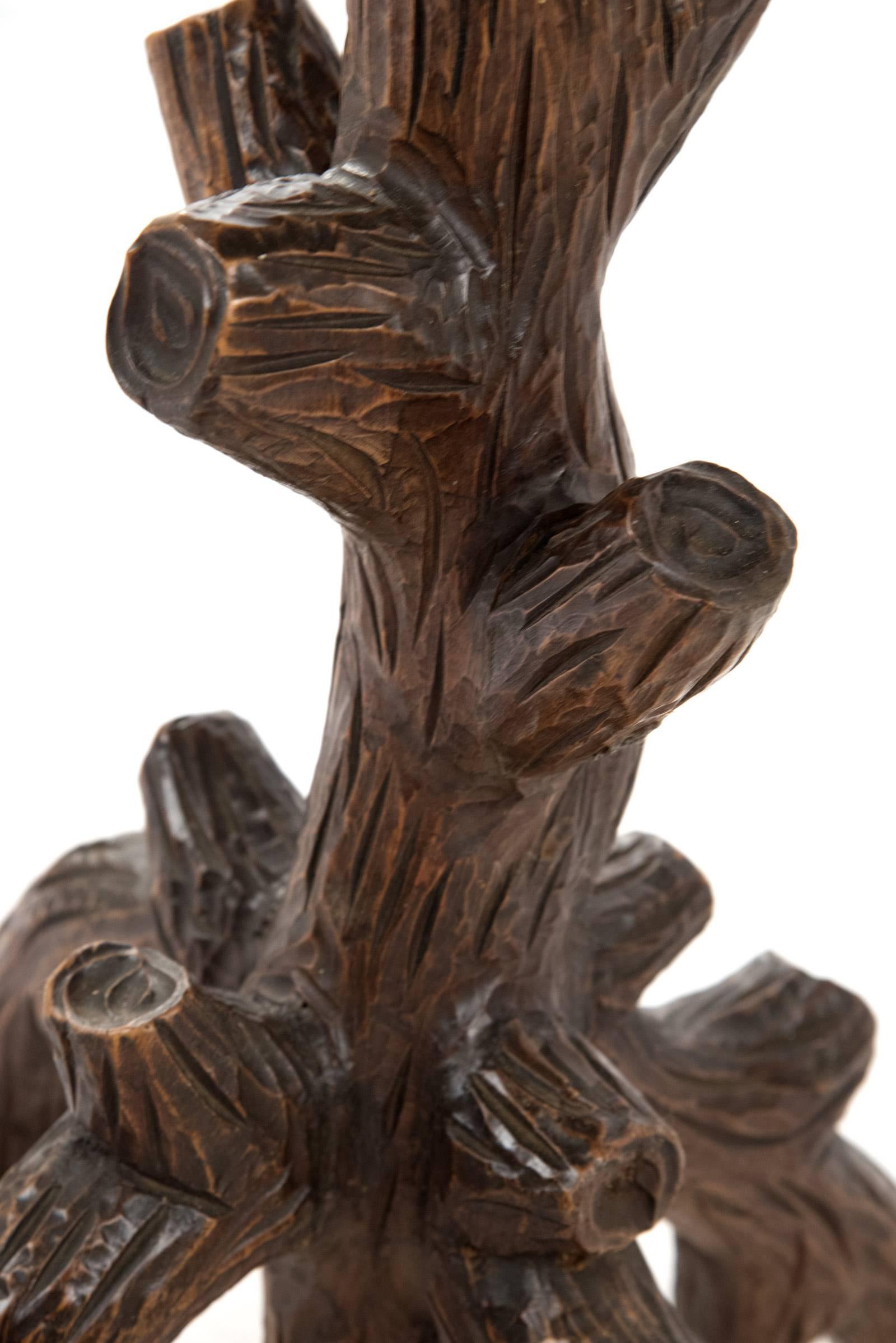 Black Forest Carved Wood Stand with Tray For Sale 2