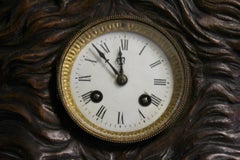 Black Forest carved wooden bull's head with horns