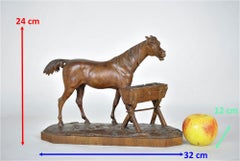 Black Forest Carved Wooden Horse Standing Before a Trough, 19th Century