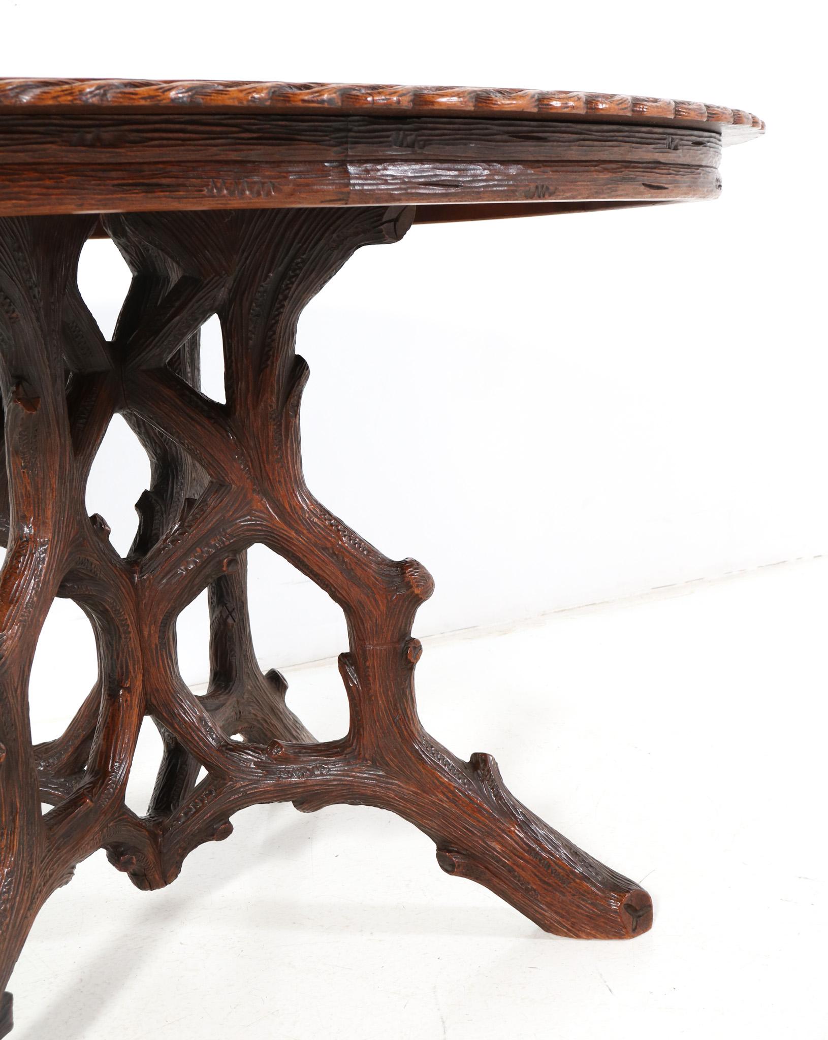 Walnut Black Forest Center Table by Matthijs Horrix for Horrix Den Haag, 1890s For Sale