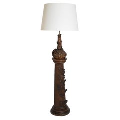 Black forest ceramic floor lamp, XIXth c