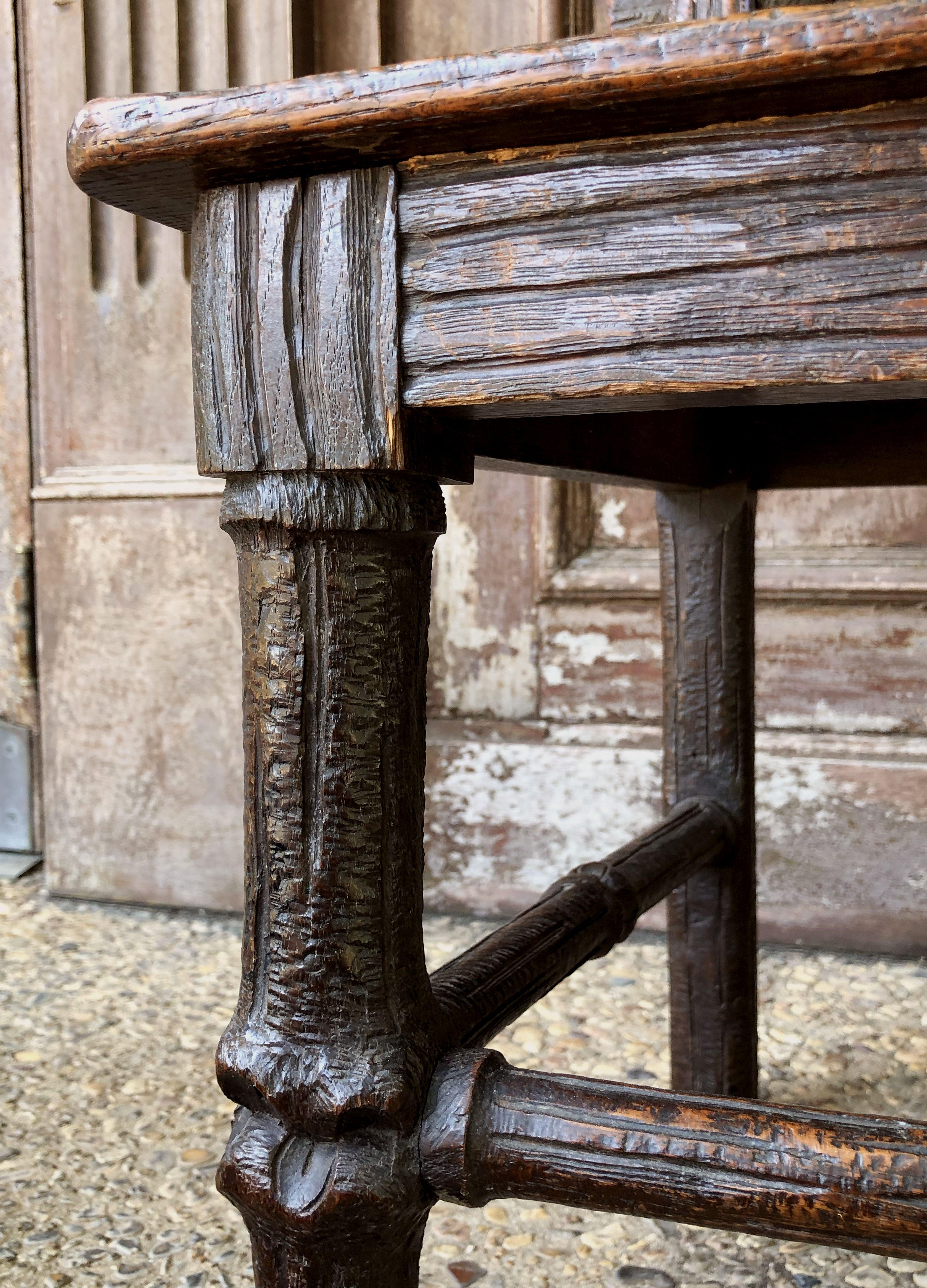 Black Forest Chair of Carved Oak from the 19th Century 11