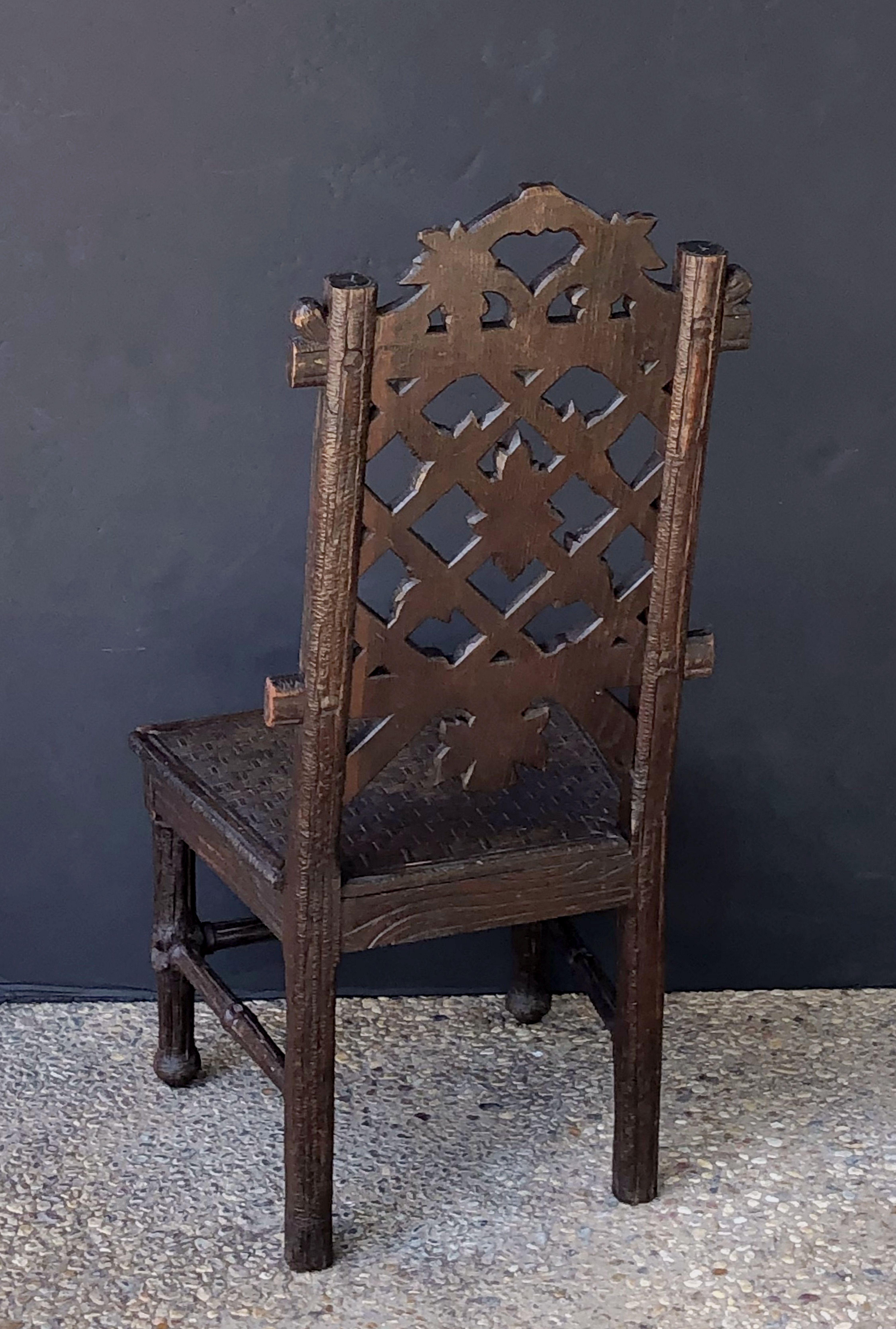 Black Forest Chair of Carved Oak from the 19th Century 1