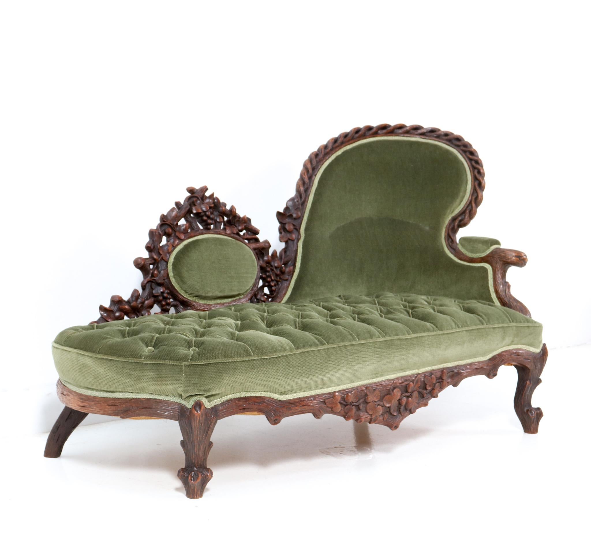 Dutch Black Forest Chaise Longue by Matthijs Horrix for Horrix Den Haag, 1890s