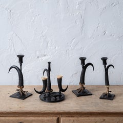 Black Forest Claw & Horn Desk Set and Candle Holders, 19th Century