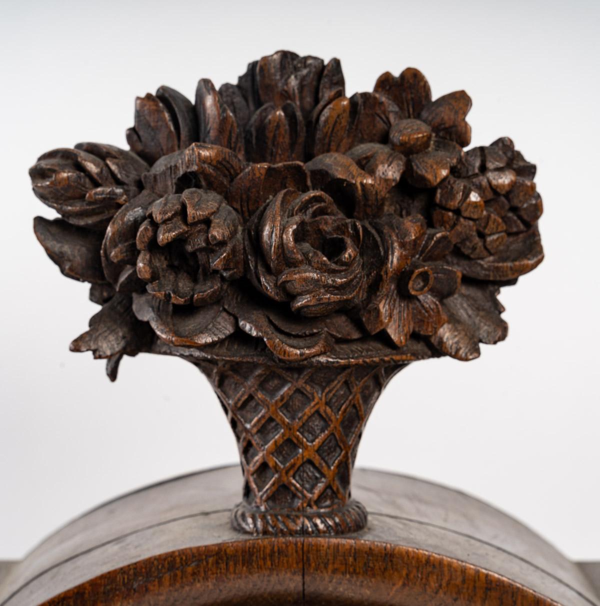 Late 19th Century Black Forest Clock in Carved Oak