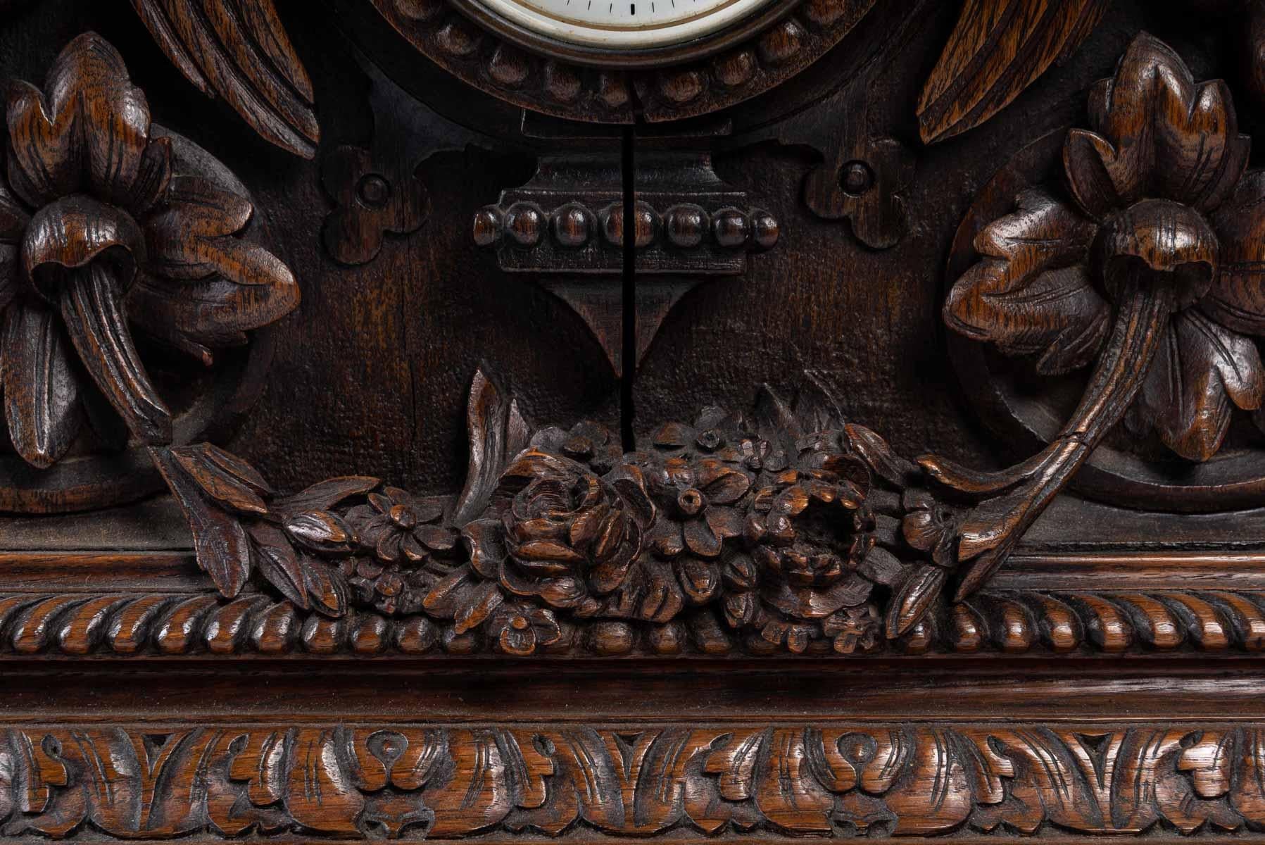 Black Forest Clock in Carved Oak 2