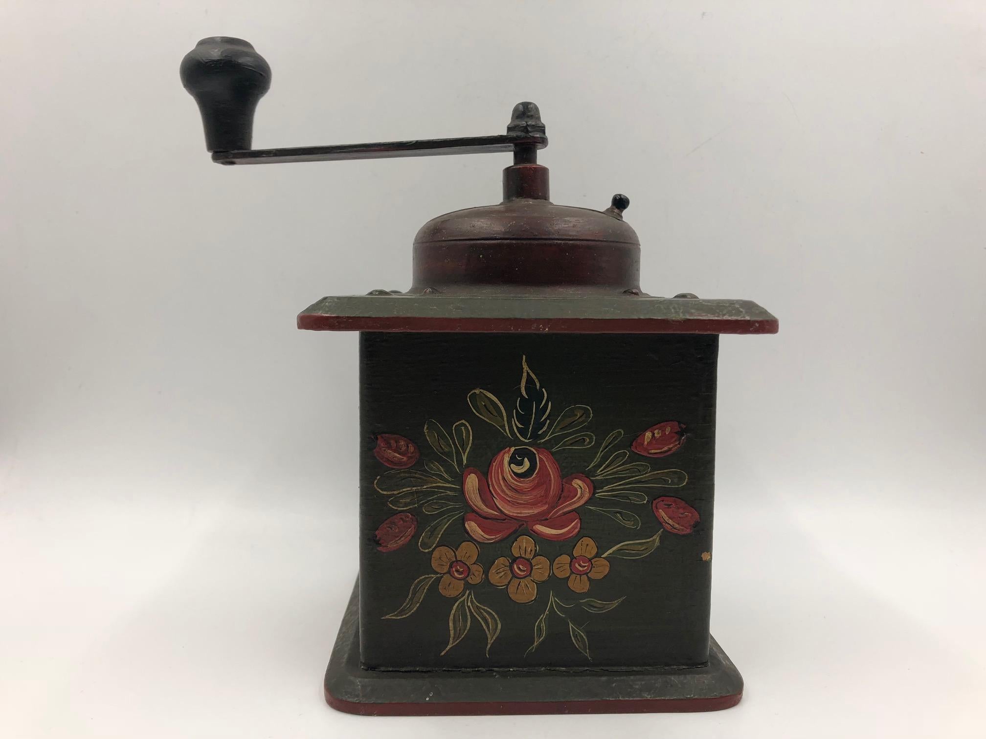 German Black Forest Coffee Grinder Hand Painted For Sale