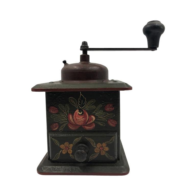Black Forest Coffee Grinder Hand Painted For Sale