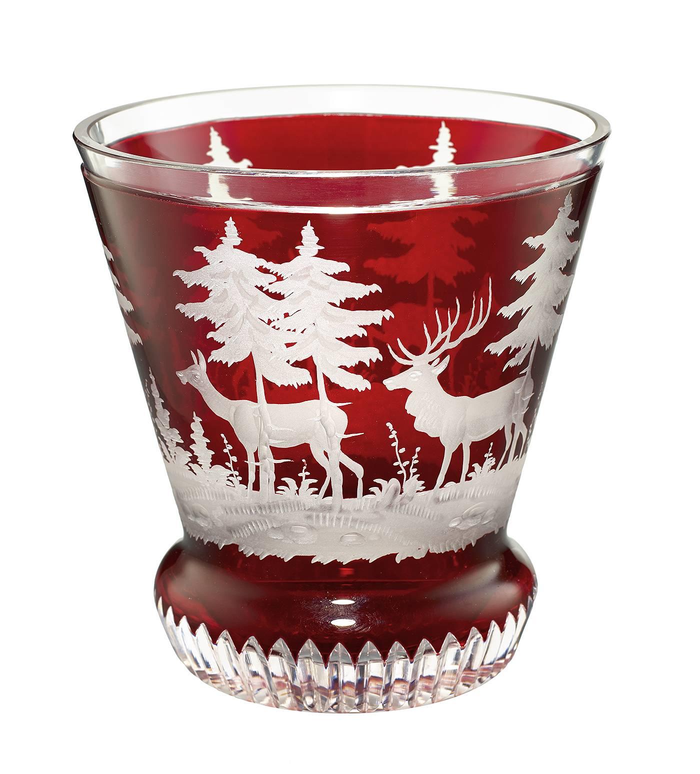 Hand-Crafted Black Forest Crystal Laterne Green Hunting Scene Sofina Boutique Kitzbuehel For Sale