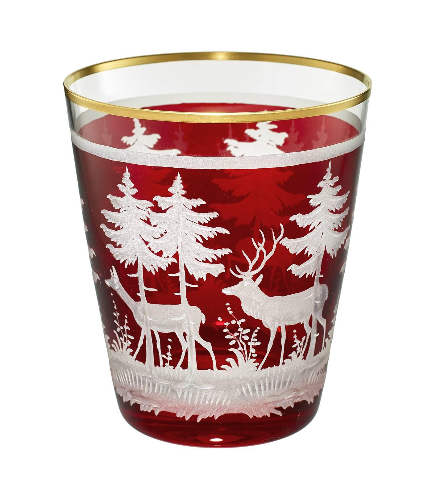 Sofina Boutique Kitzbuehel - Scène de chasse en cristal de la Forêt-Noire - Vert à laterne Neuf - En vente à Kitzbühel, Tirol